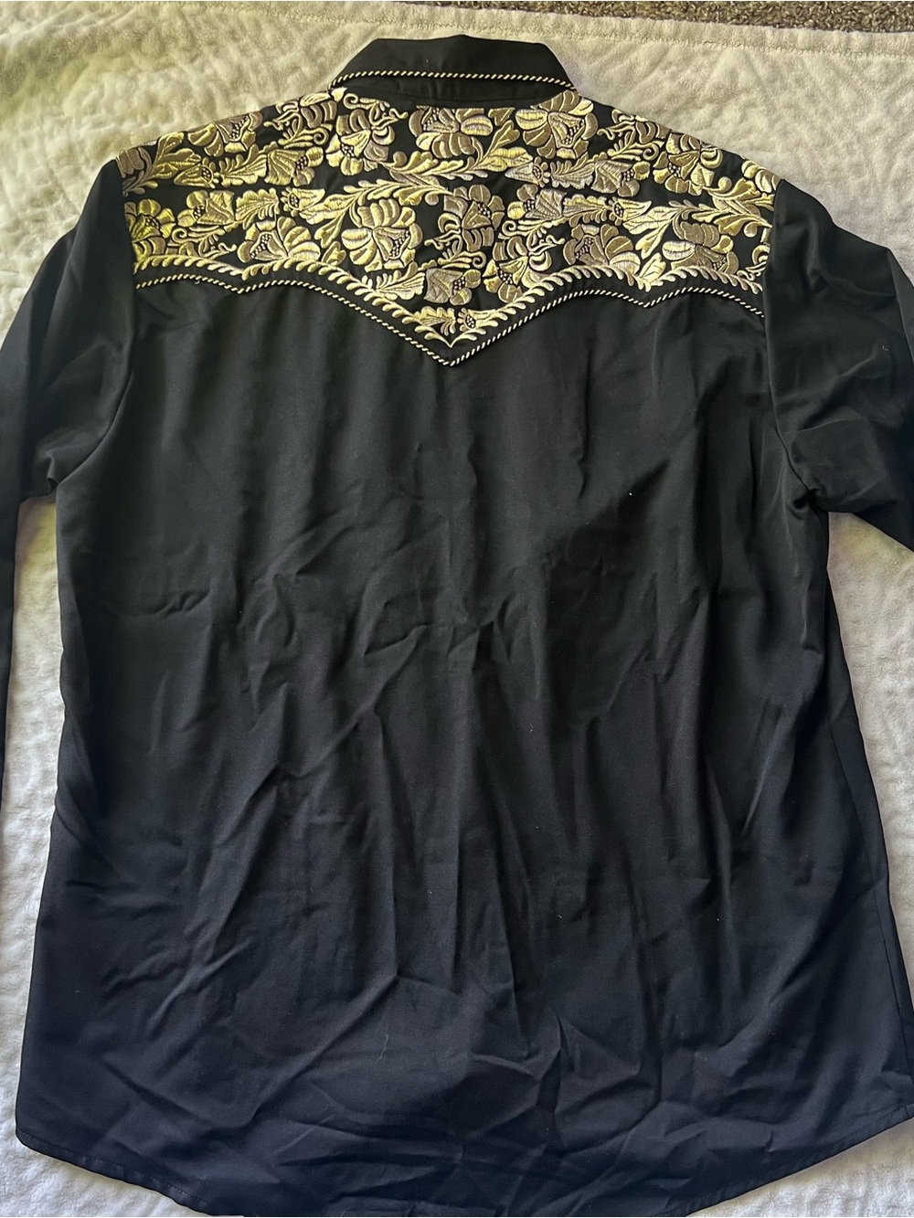 Scully Men’s Embroidered Scroll Black Long Sleeve Snap Western Shirt | Size L - Picture 10 of 11